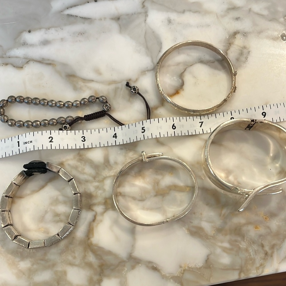 Five Miscellaneous Silver Bracelets - image 1